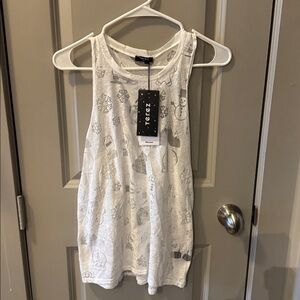 NWT Terez White Patterned Sleeveless Top XS